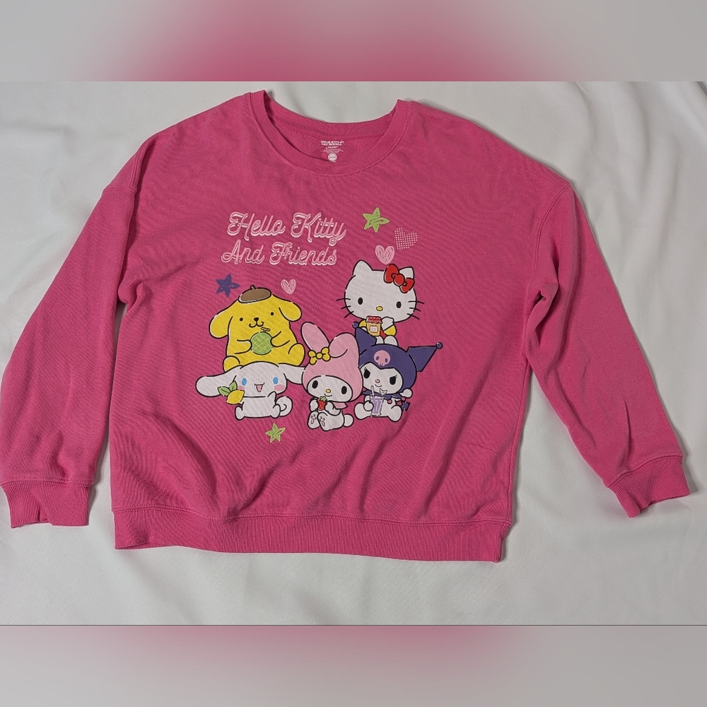 Sanrio Pink Sweatshirt with Hello Kitty & Friends Size Large